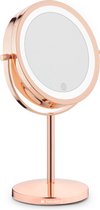 LED verlichte make up spiegel - dubbelzijdige make-upspiegel met normale stand en 5x vergroting - 360 ° cosmetische spiegel met touchscreen - koper van kleur