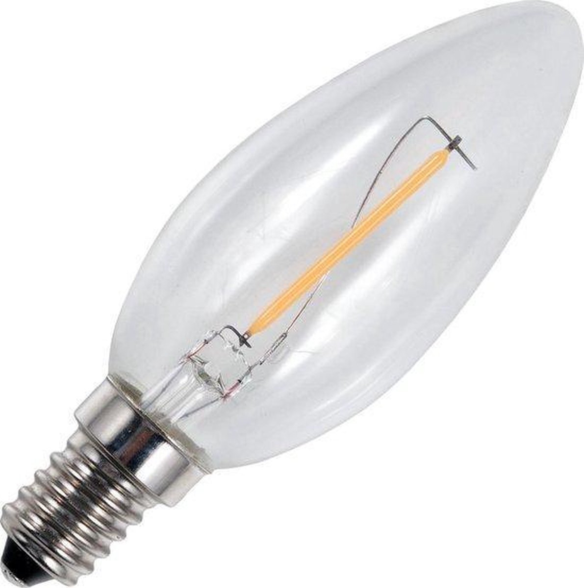 Filament Led kaars E14 230v 1w/15w helder 2200K