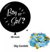 Gender reveal ballon met blauwe confetti 60 cm, Kindercrea