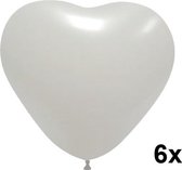 Hartjes ballonnen wit, 6 stuks, 25cm