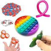 Forfait Fidget Toys - Set de 6 Toys Fidget différents: Pop It Fidget Rainbow | Pistes loufoques | Strings extensibles | Presser le haricot | Chaîne Flippy | Fidget spinner magnétique Fidget