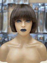 Pruiken Dames - Echt Haar/ Indian Human Hair / Nicki bob Short wig 8 INCH Steil  # 4 ( Chocolate Brown ) )