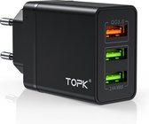 TOPK - Snellader - B244Q Universele Triple QC3.0 Oplader - 30W - USB 2.0