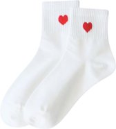 Sokken - Wit - Hartje - Liefde - Love - Vriendschap - Sneakersokken