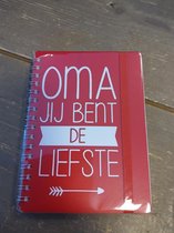 Notitieboek - A6 - Gelinieerd - Oma jij bent de liefste - Rood