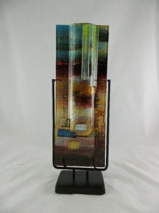 kleurrijke glazen vaas - vaas glas - Decoratieve glazen vaas 13x40 cm - Fusion glas goldie - Decoratieve glazen