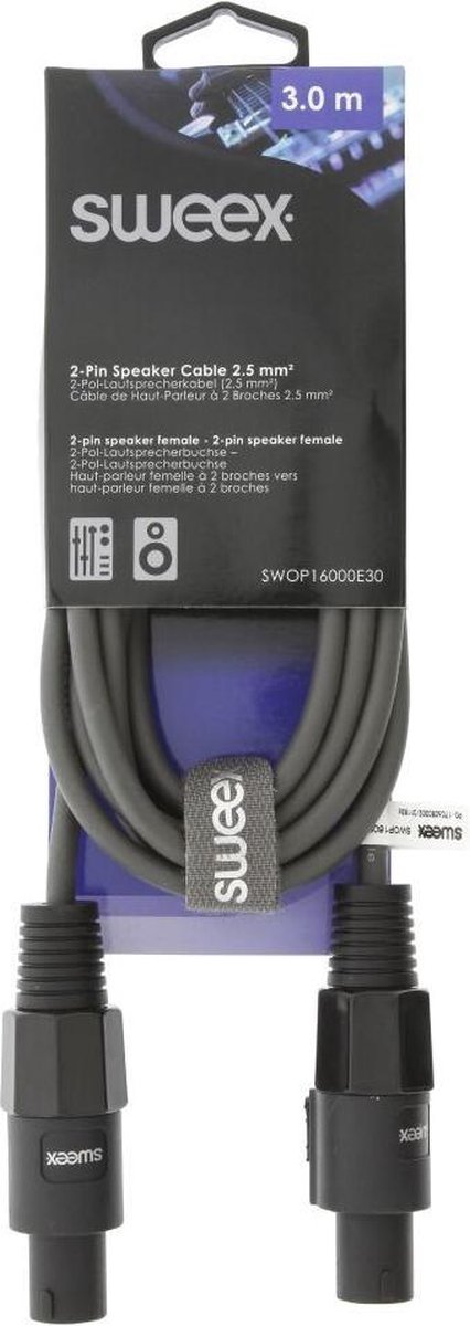 Sweex Luidsprekerkabel Speaker 2-Pins Female - Speaker 2-Pins Female 3.0 m Donkergrijs