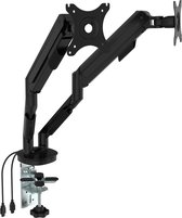 OVVIS Dubbele Monitor arm Zwart - incl. 2x USB poorten