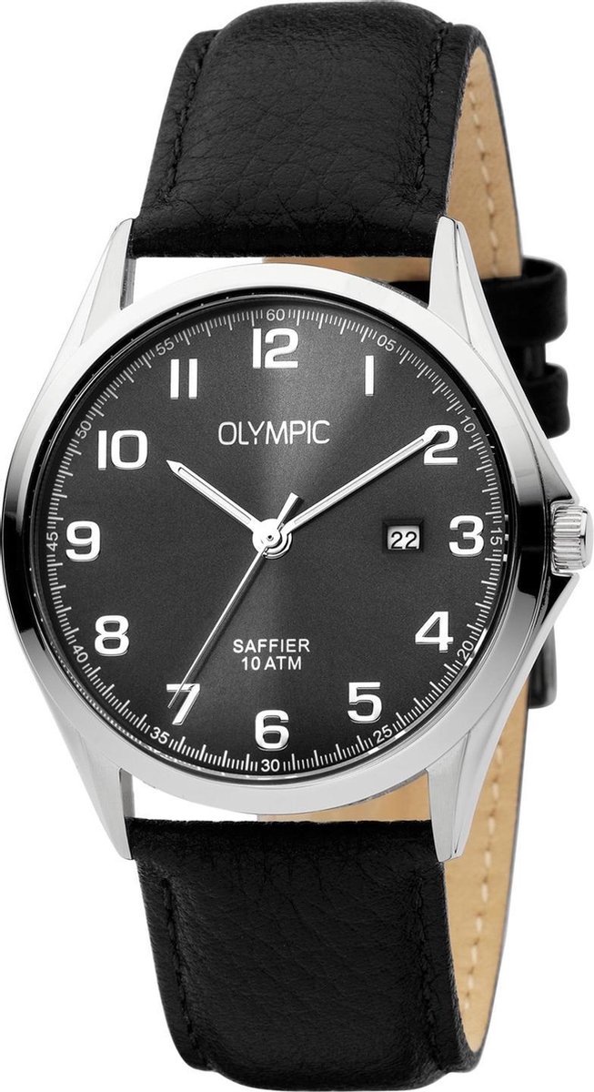 Olympic OL26HSL071 Merano Horloge - Leer - Zwart - 40mm