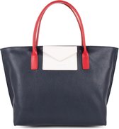 Lancaster Paris Shopper - Donker Blauw/Ecru/Rood- PU + Leer