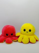 Octopus knuffel - Octopus knuffel mood - octopus knuffel omkeerbaar - reversible - emotieknuffel - mood knuffel - Geel Rood - TikTok