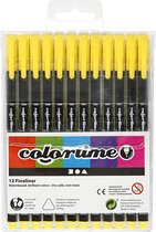Colortime fineliners, lijndikte 0,6-0,7 mm, geel, 12 stuk/ 1 doos