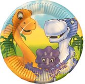 Kartonnen Bordjes dinosaurus 8 stuks 18 cm