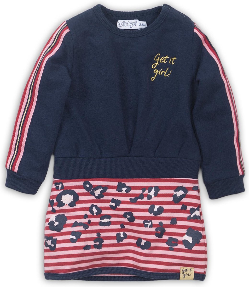 Dirkje - Meisjes jurkje - Navy+Red+Pink - Maat 56