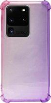 ADEL Siliconen Back Cover Softcase Hoesje Geschikt voor Samsung Galaxy S20 Ultra - Kleurovergang Roze Paars