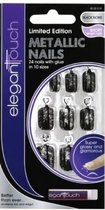 Elegant Touch Kunstnagels Metallic Nail Black Noise 24 stuks+Lijm