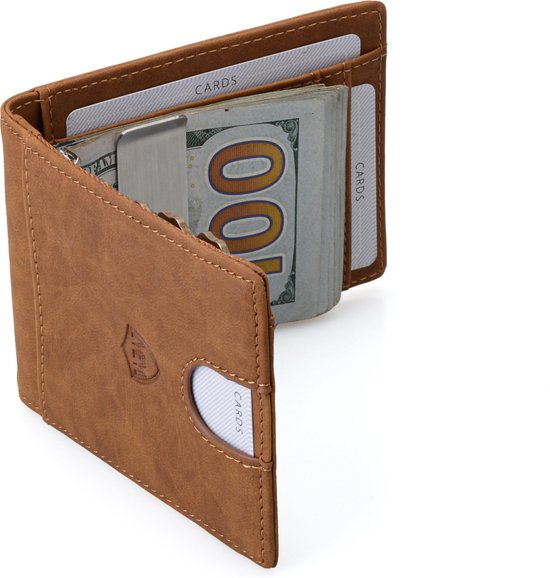 Walle Wallet Premium Edition – Luxe Heren Portemonnee van Leer – RFID Wallet voor mannen – Bescherming tegen Buigen & Breken – ruimte voor Biljetten & Muntgeld – 10+ pasjes – Cognac - Walle&Walle