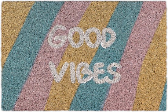 relaxdays paillasson coco "Good Vibes" - tapis coco - tapis d'entrée - paillasson - tapis marche à sec