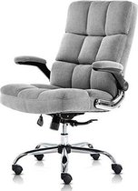 Bol.com Monkey's Bureaustoel grijs velvet met opklabare armleuningen - Draaistoel - Ergonomisch - Directiestoel - Fluweel - 72 x... aanbieding