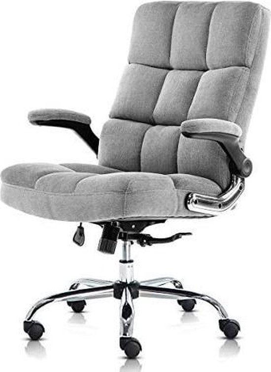 Monkey's Bureaustoel grijs velvet met opklabare armleuningen - Draaistoel - Ergonomisch - Directiestoel - Fluweel - 72 x 65 x 38 cm