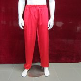 Satijn broek rood maat 150 cm voor kungfu, taichi, wushu.