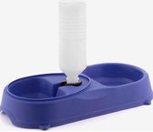 Honden voerbak met fles - Voederbak - Voeder en water dispenser - Blauw - Puppies