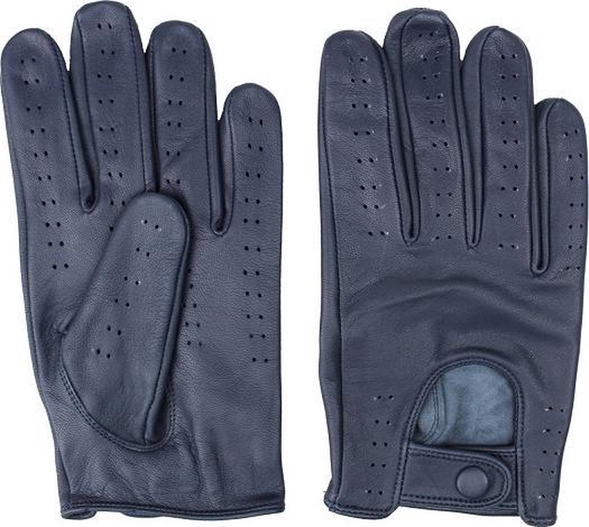 DriveLux™ Retro Racing - Leren Handschoenen Heren - Navy Luxe - Leren Auto/Motor Handschoenen - Driving Gloves - Maat S (: 18,5 - 20,5 cm) - Ademend en Waterbestendig – Gemaakt van Lamsleer