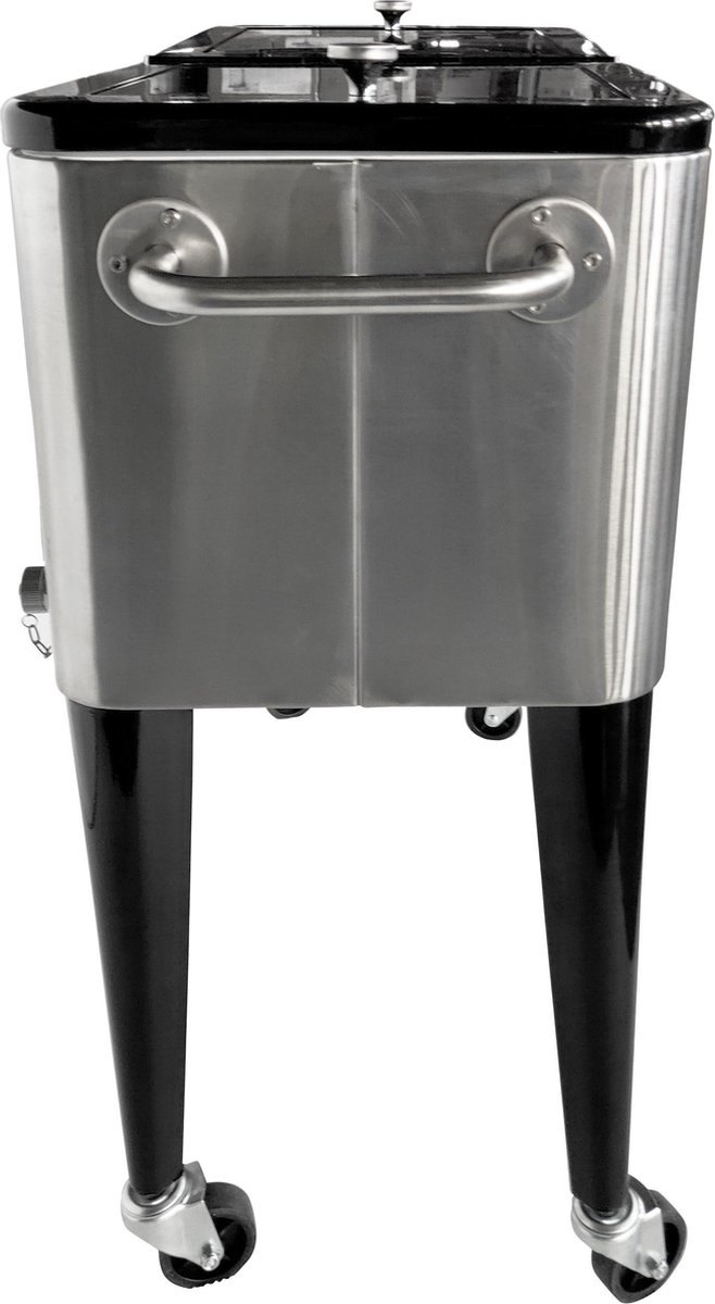 AXI Retro Cooler RVS - Koeler met wielen - 76L inhoud - Koelbox met aftapkraan van Merkloos — afbeelding 2