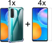 Huawei p smart 2021 hoesje case shock proof transparant hoesjes cover hoes - 4x Huawei p smart 2021 screenprotector