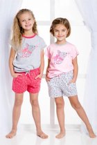 Kinderpyjama Taro Wanesa roze met opdruk en roze broek - 122