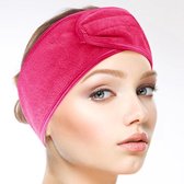 Premium Verstelbaar Badstof Hoofdband - Haarband - Badstoffen Bandeau - Make Up - Schoonheidsspecialist - Professioneel en Thuisgebruik - 2 STUKS - Roze
