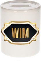 Wim naam cadeau spaarpot met gouden embleem - kado verjaardag/ vaderdag/ pensioen/ geslaagd/ bedankt