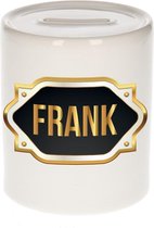 Frank naam cadeau spaarpot met gouden embleem - kado verjaardag/ vaderdag/ pensioen/ geslaagd/ bedankt