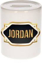 Jordan naam cadeau spaarpot met gouden embleem - kado verjaardag/ vaderdag/ pensioen/ geslaagd/ bedankt