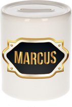 Marcus naam cadeau spaarpot met gouden embleem - kado verjaardag/ vaderdag/ pensioen/ geslaagd/ bedankt