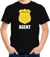 Agent politie embleem t-shirt zwart voor kinderen - politie - verkleedkleding / carnaval kostuum 146/152