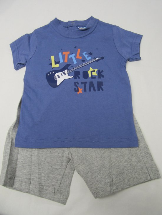 Wiplala - Jen & James - Zomer pyjama - Jongen Blauw / grijst - Little rock star - 18 maand 86