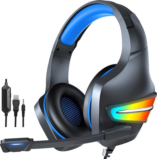 DrPhone GH6 Gaming Headset Koptelefoon 3.5mm Aux met Microfoon & RGB – 3D Surround Stereo 7.1 voor o.a PS4/ PS5, Xbox One, PC