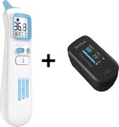 Saturatiemeter & Thermometer Set - Saturatiemeter met Mobiele App - Pulse Oximeter - Digitale Voorhoofd- en Oorthermometer