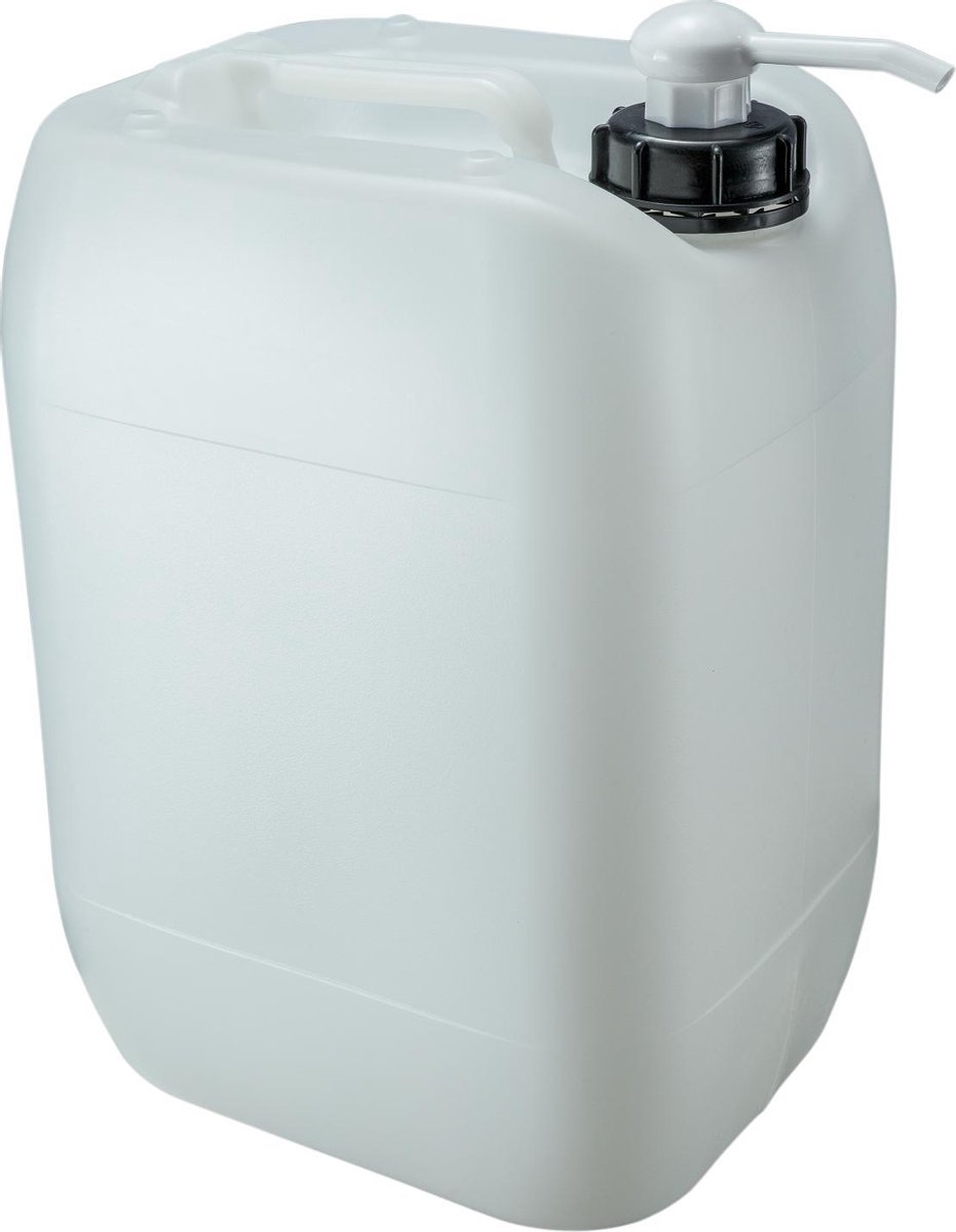 Jerrycan 20 Liter | met dispenserpomp | geschikt voor water | UN gekeurd | benzine | handig stapelbaar | food grade | inclusief dop | totaal te legen | noodpakket
