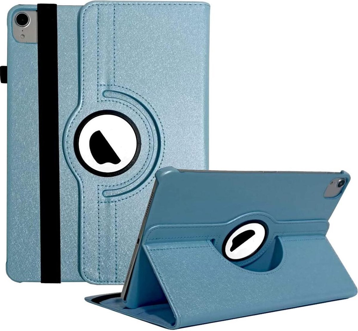 Book Cover Geschikt voor: Apple iPad Air 4 (2020) / iPad Air 5 (2022) 10.9 inch / iPad Air 11 inch (2025) M3 / (2024) M2 - Air 6 Multi Stand Case - 360 Draaibaar Tablet hoesje - Tablethoes - Lichtblauw