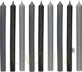 Cactula mooie lange dinerkaarsen 28 cm in 3 Trendy Kleuren 9 stuks | Dark Grey Black Steel