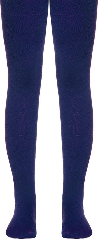Feestelijke kinderpanty 3D-bloemen patroon, donkerblauw, maat 104/110 (16).