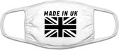 Made in UK mondkapje | Verenigd Koningkrijk | Engeland | Schotland | Wales |Brexit | grappig | gezichtsmasker | bescherming | bedrukt | logo | Wit mondmasker van katoen, uitwasbaar