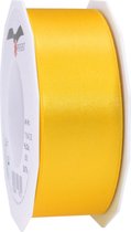 1x Luxe, brede Hobby/decoratie gele satijnen sierlinten 4 cm/40 mm x 25 meter- Luxe kwaliteit - Cadeaulint satijnlint/ribbon