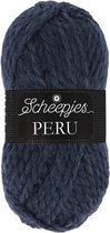 SCHEEPJES PERU 5 BOLLEN VAN 100G, KLEURNUMMER - 090, MARINE BLAUW MET GRATIS HAAKNAALDENSLEUTELHANGER