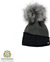 Pikeur - Muts met glitter en pompon - grijs - M