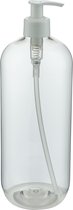 Lege plastic fles 1 liter PET transparant - met witte pomp - set van 10 stuks - navulbaar - Leeg