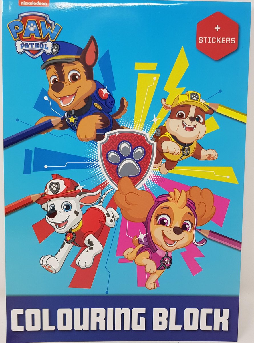 Paw Patrol Kleurblok Met Stickers Blauw Kleurplaten Bol Com