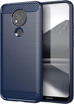 Nokia 3.4 hoesje, Gel case geborsteld metaal en carbonlook, Navy blauw | GSM Hoesje / Telefoonhoesje Geschikt Voor: Nokia 3.4